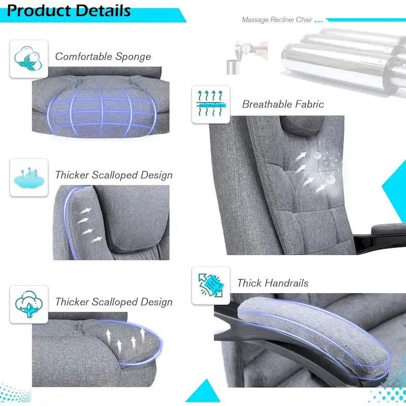 Ergonomic Office Chair with 7 Points Vibrating Massage&Heat Functions