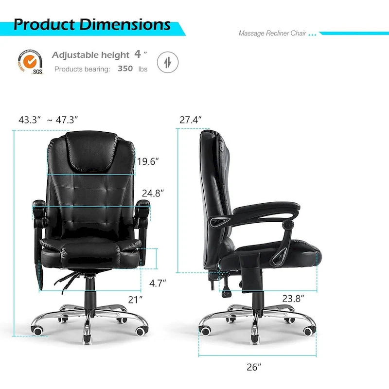 Ergonomic Office Chair with 7 Points Vibrating Massage&Heat Functions