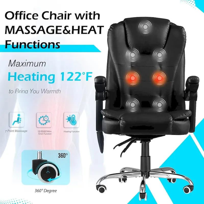Ergonomic Office Chair with 7 Points Vibrating Massage&Heat Functions