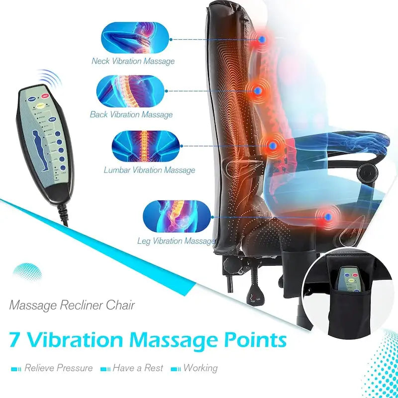 Ergonomic Office Chair with 7 Points Vibrating Massage&Heat Functions