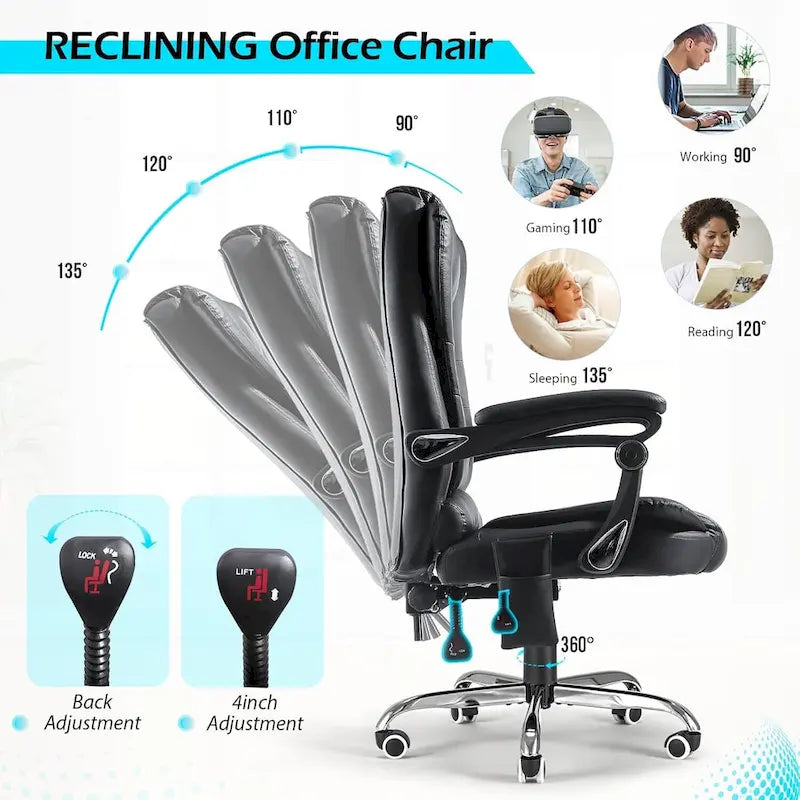 Ergonomic Office Chair with 7 Points Vibrating Massage&Heat Functions