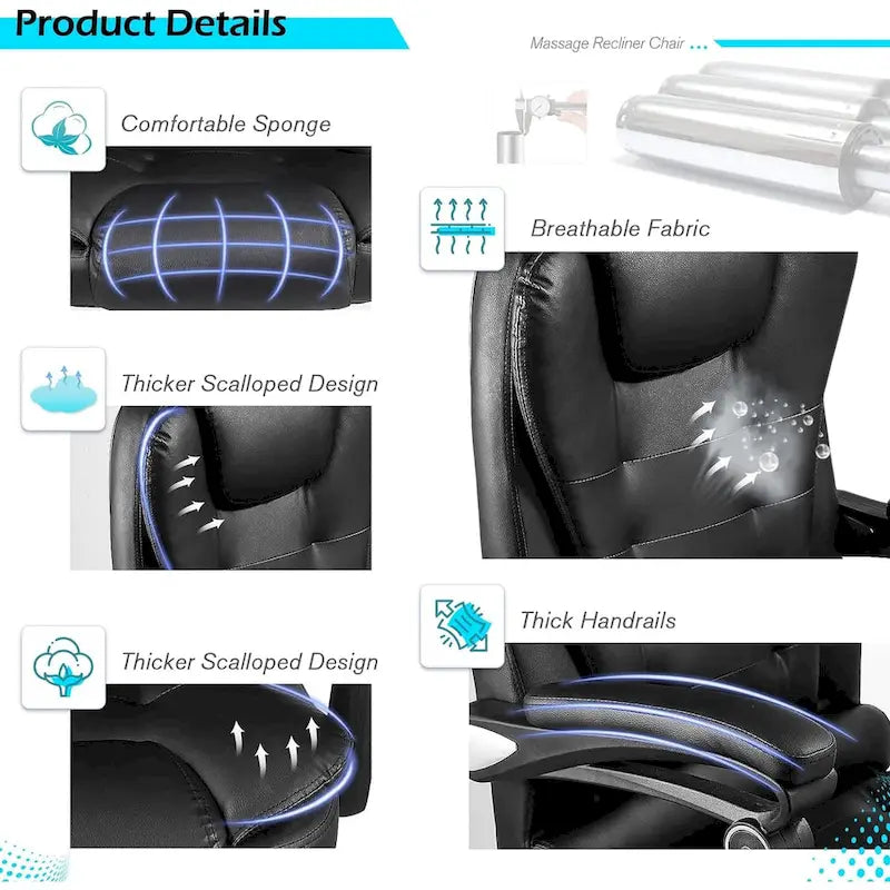 Ergonomic Office Chair with 7 Points Vibrating Massage&Heat Functions