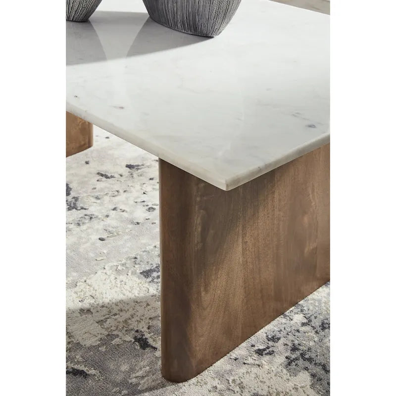 Kaffeetisch in Hellbraun/Weiß - 48W x 26D x 17H