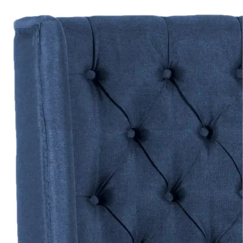 Getuftetes Wingback-Kopfteil aus taupefarbenem Leinen (Doppelbett)
