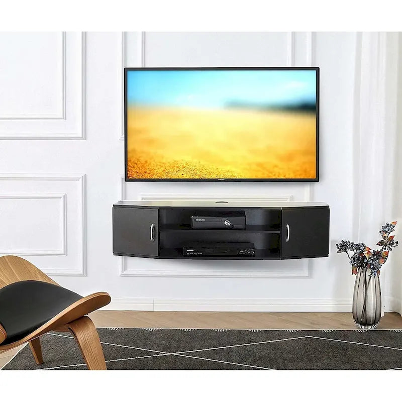 Wandmontierte TV-Medienkonsole, schwebender Schreibtisch mit Stauraumaufsatz