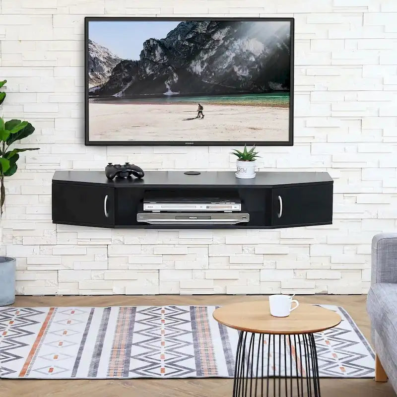 Wandmontierte TV-Medienkonsole, schwebender Schreibtisch mit Stauraumaufsatz