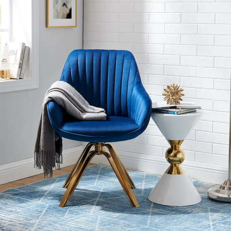 Chaise pivotante moderne en velours avec finition dorée