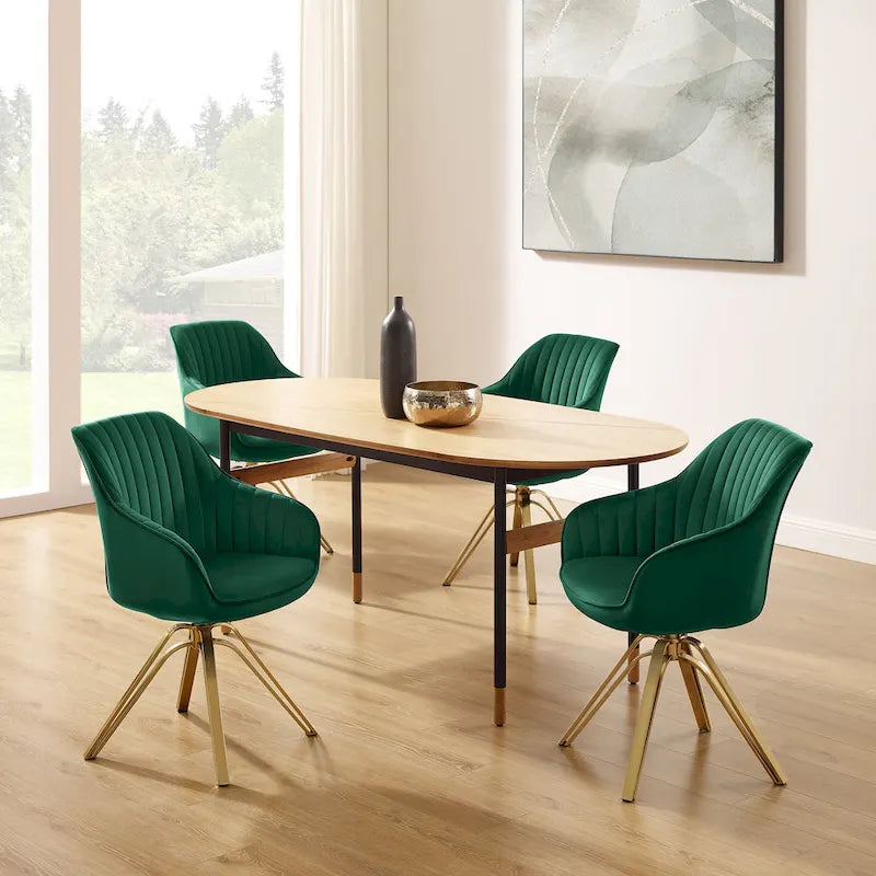 Chaise pivotante moderne en velours avec finition dorée