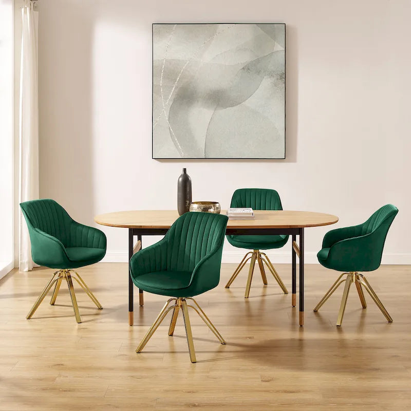 Chaise pivotante moderne en velours avec finition dorée