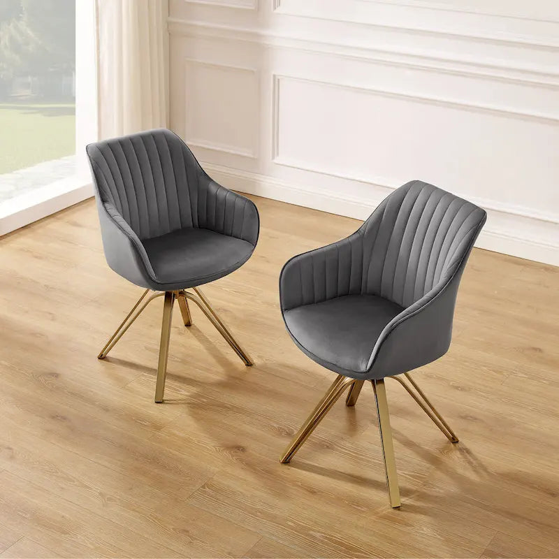 Chaise pivotante moderne en velours avec finition dorée