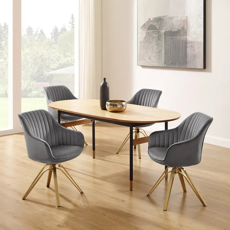 Chaise pivotante moderne en velours avec finition dorée
