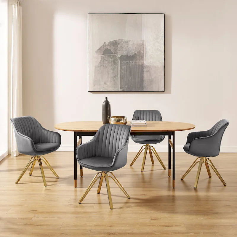Chaise pivotante moderne en velours avec finition dorée