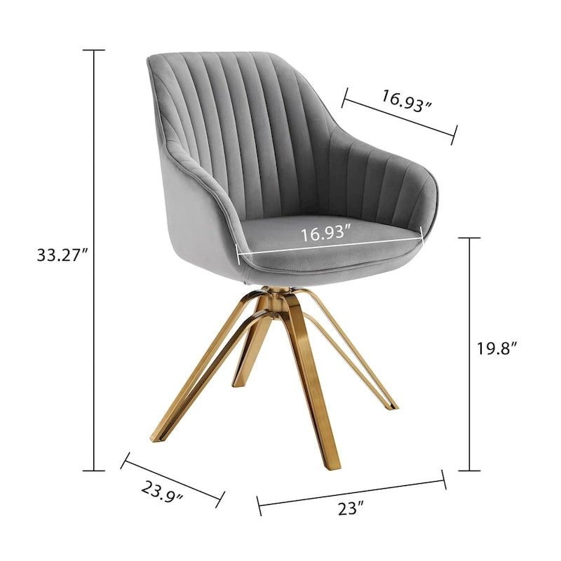 Chaise pivotante moderne en velours avec finition dorée
