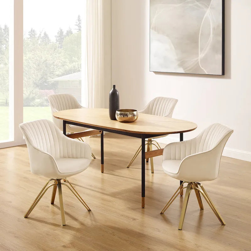 Chaise pivotante moderne en velours avec finition dorée