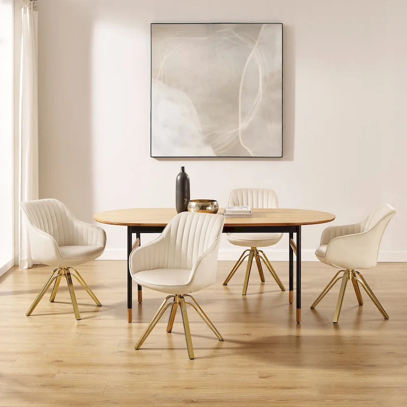 Chaise pivotante moderne en velours avec finition dorée