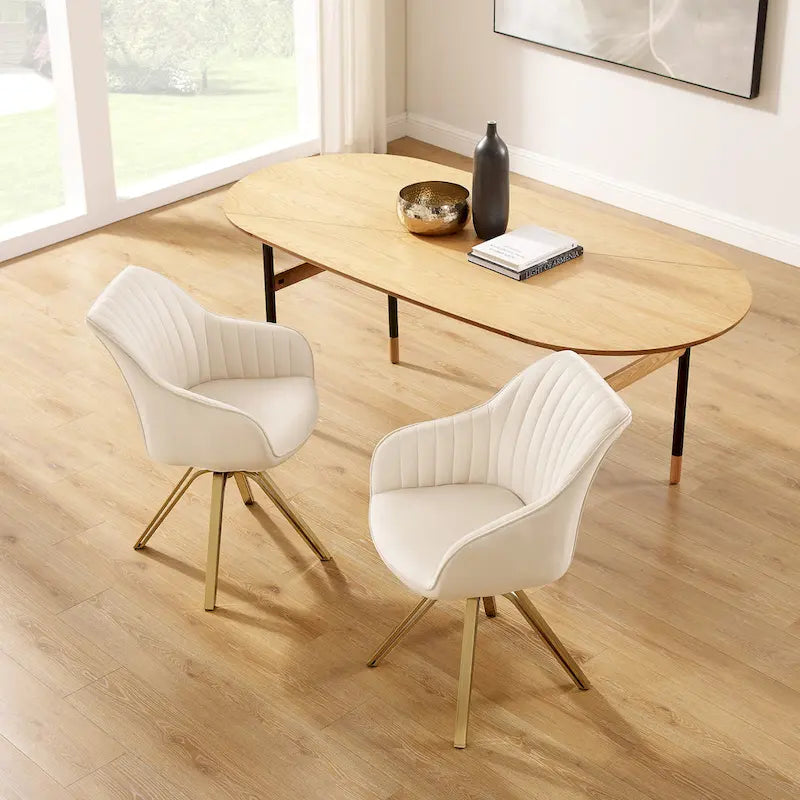 Chaise pivotante moderne en velours avec finition dorée