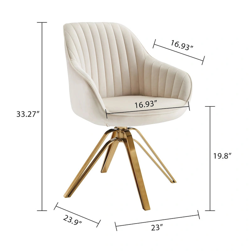Chaise pivotante moderne en velours avec finition dorée