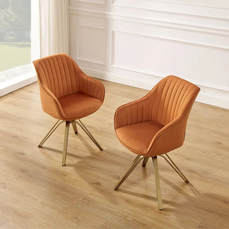 Chaise pivotante moderne en velours avec finition dorée