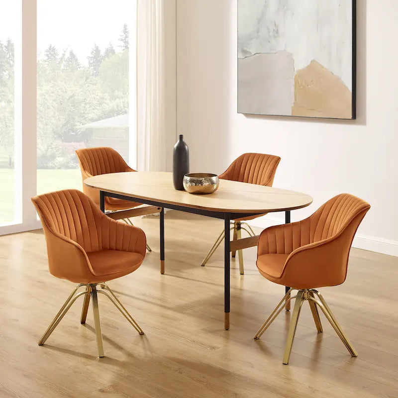 Chaise pivotante moderne en velours avec finition dorée