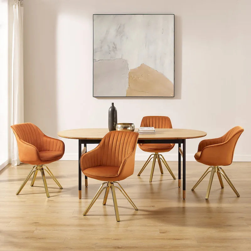 Chaise pivotante moderne en velours avec finition dorée