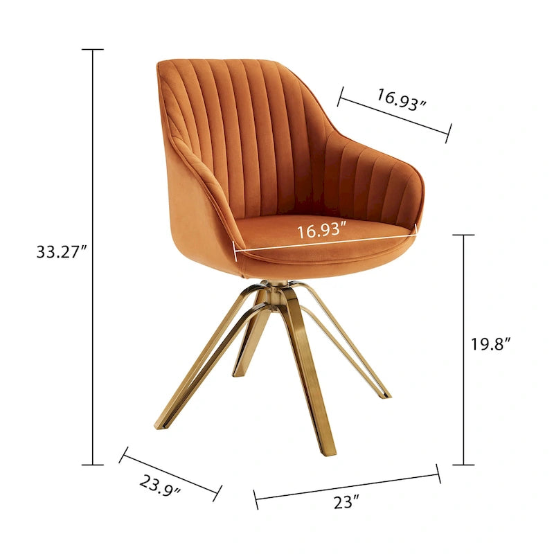 Chaise pivotante moderne en velours avec finition dorée