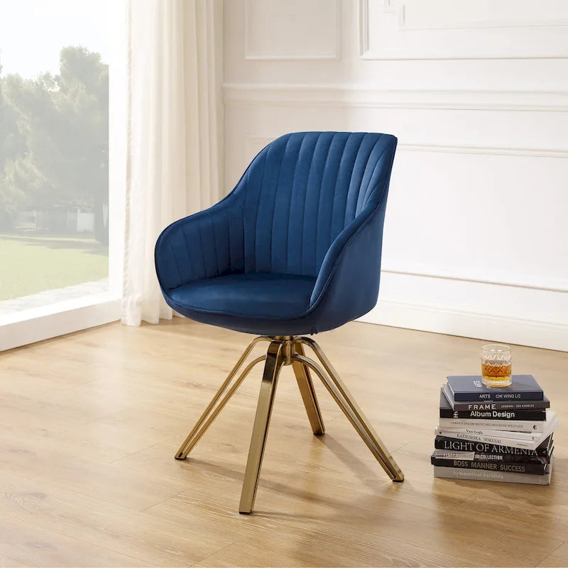 Chaise pivotante moderne en velours avec finition dorée