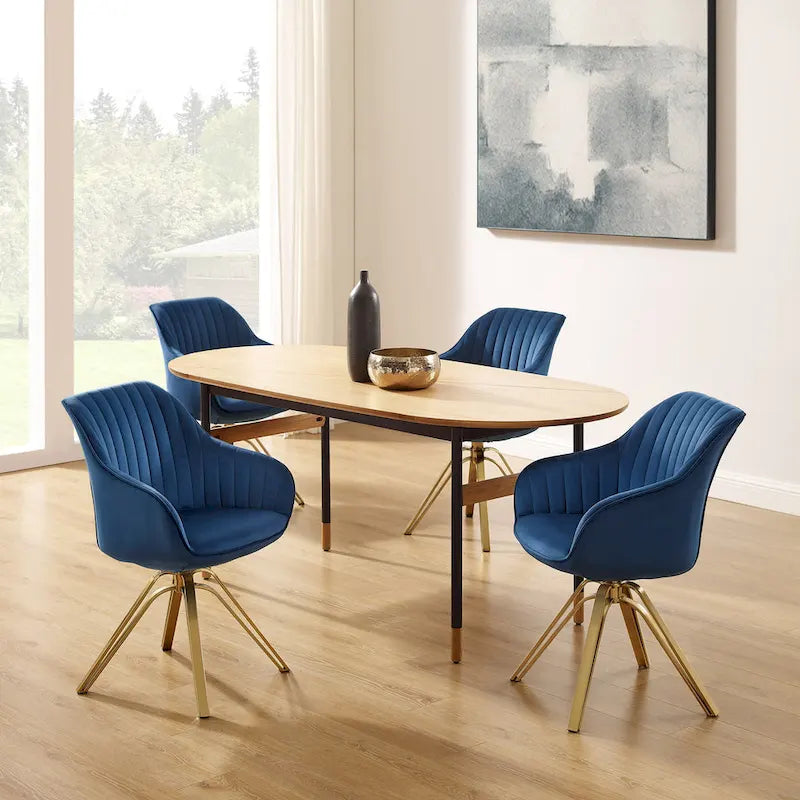 Chaise pivotante moderne en velours avec finition dorée