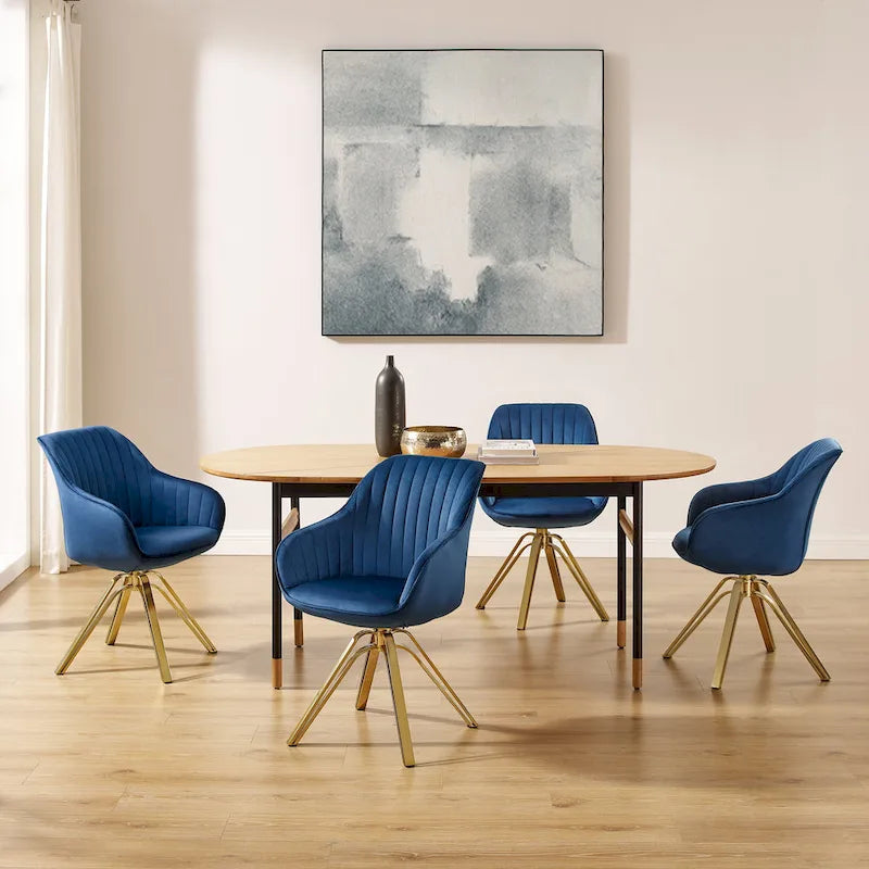 Chaise pivotante moderne en velours avec finition dorée