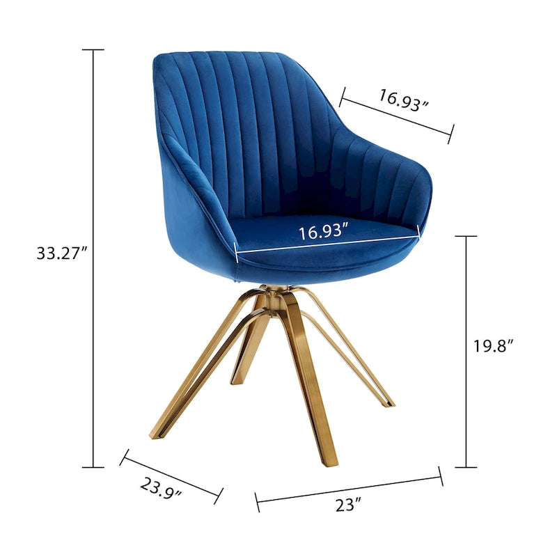 Chaise pivotante moderne en velours avec finition dorée
