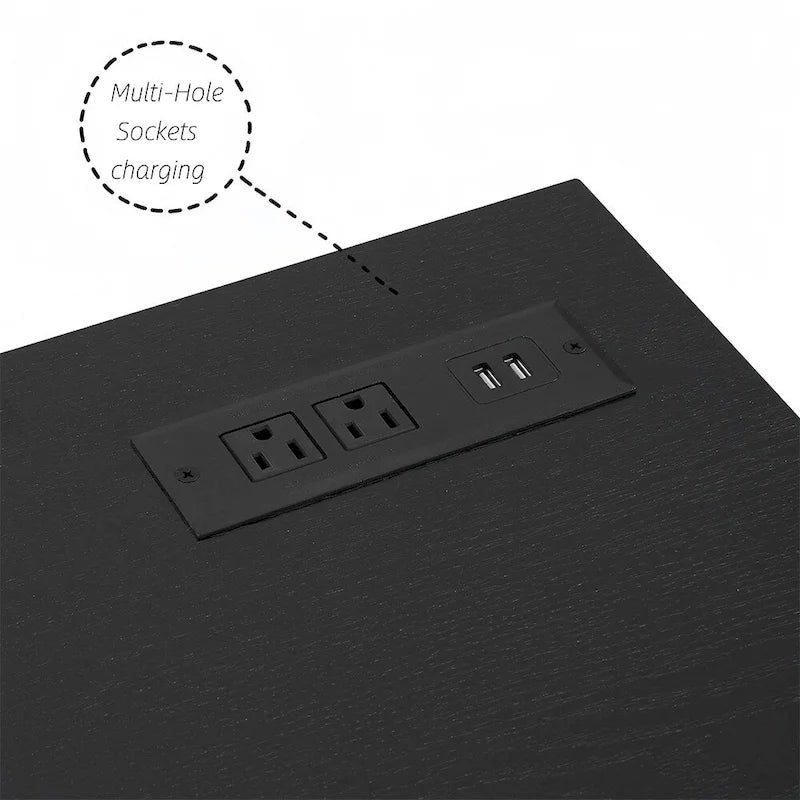 Meuble TV avec cheminée 58W, cheminée 18, éclairage LED, prise USB - 58W*15.5D*24.4H