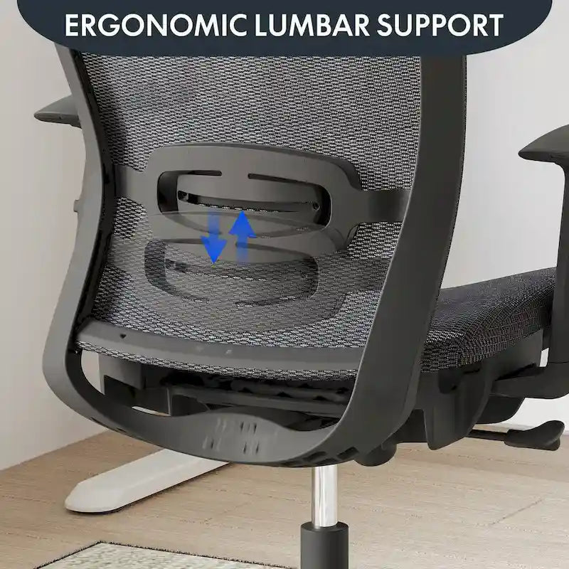 Ergonomischer Bürostuhl mit 360°-Drehfunktion, höhenverstellbarem Netzbezug, verstellbarer Kopfstütze, Lendenstütze und Armlehnen