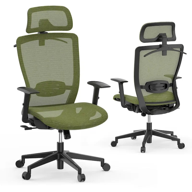 Ergonomischer Bürostuhl mit 360°-Drehfunktion, höhenverstellbarem Netzbezug, verstellbarer Kopfstütze, Lendenstütze und Armlehnen