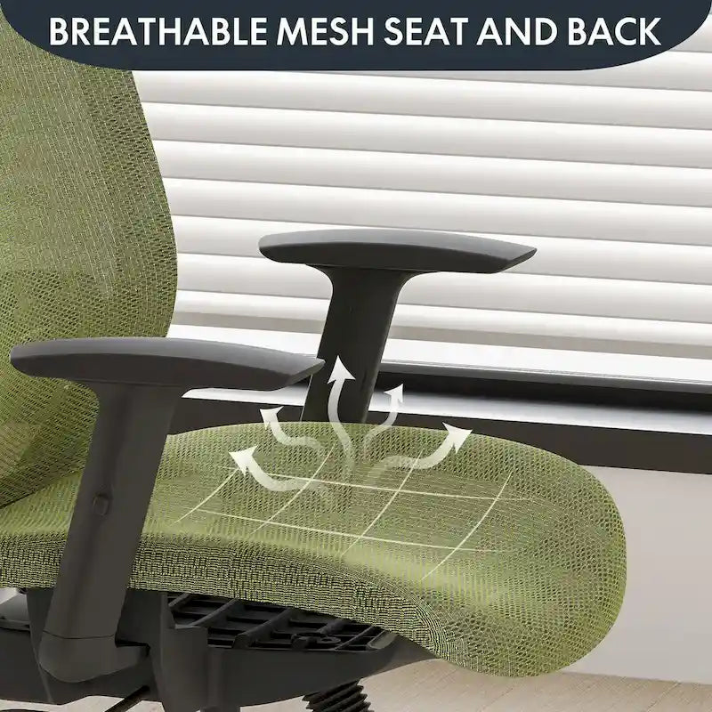 Ergonomischer Bürostuhl mit 360°-Drehfunktion, höhenverstellbarem Netzbezug, verstellbarer Kopfstütze, Lendenstütze und Armlehnen
