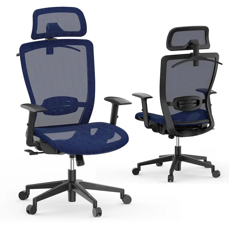Ergonomischer Bürostuhl mit 360°-Drehfunktion, höhenverstellbarem Netzbezug, verstellbarer Kopfstütze, Lendenstütze und Armlehnen