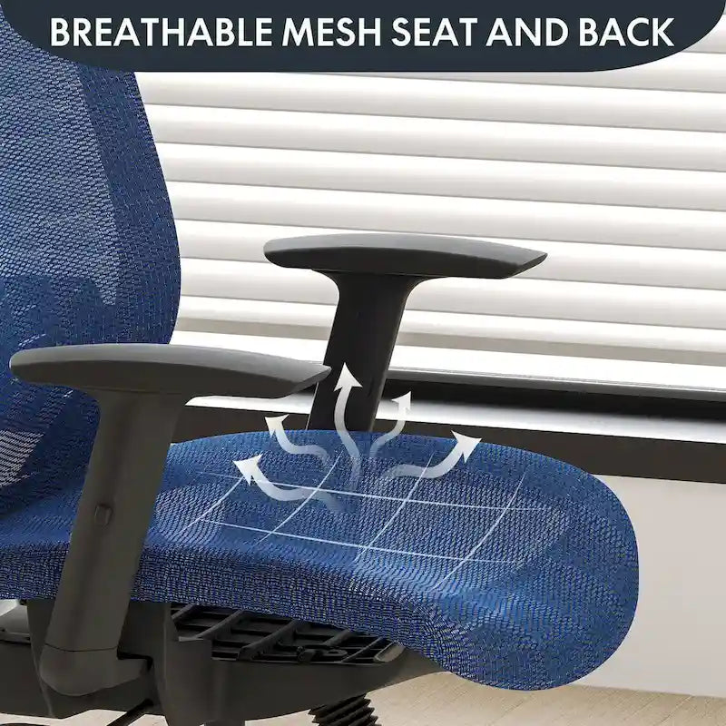 Ergonomischer Bürostuhl mit 360°-Drehfunktion, höhenverstellbarem Netzbezug, verstellbarer Kopfstütze, Lendenstütze und Armlehnen