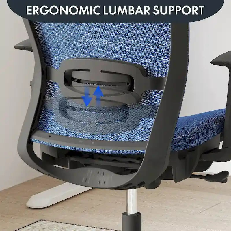 Ergonomischer Bürostuhl mit 360°-Drehfunktion, höhenverstellbarem Netzbezug, verstellbarer Kopfstütze, Lendenstütze und Armlehnen