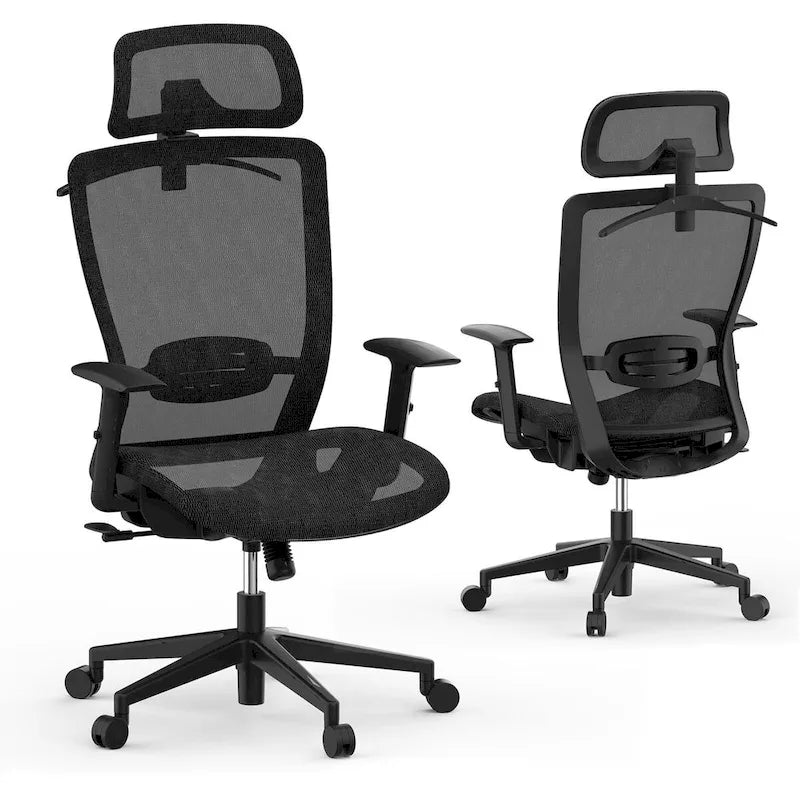 Ergonomischer Bürostuhl mit 360°-Drehfunktion, höhenverstellbarem Netzbezug, verstellbarer Kopfstütze, Lendenstütze und Armlehnen