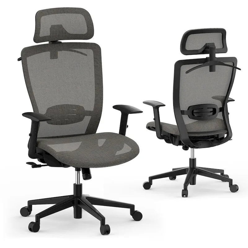 Ergonomischer Bürostuhl mit 360°-Drehfunktion, höhenverstellbarem Netzbezug, verstellbarer Kopfstütze, Lendenstütze und Armlehnen