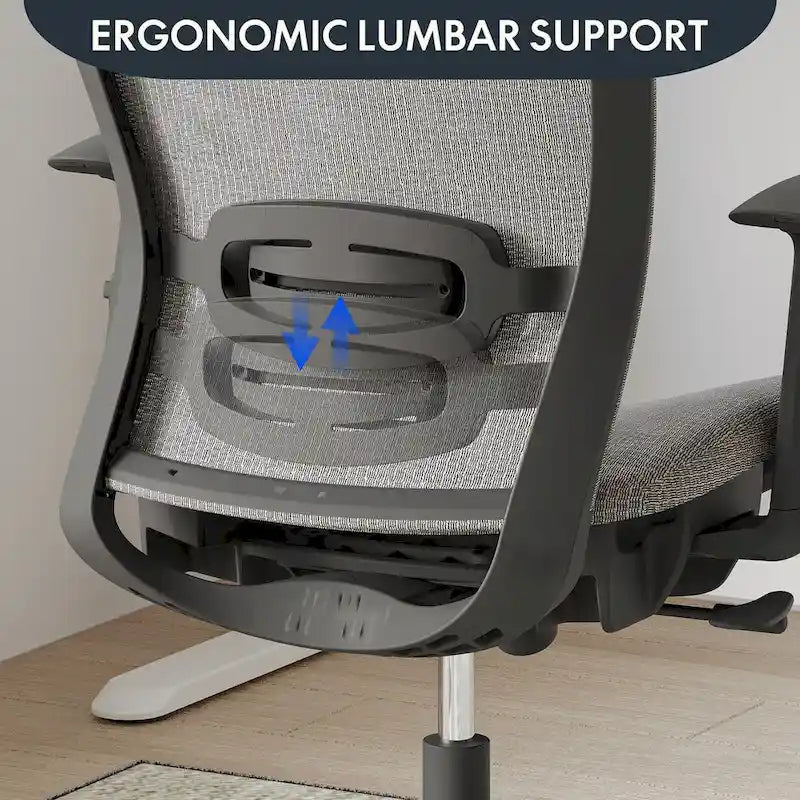 Ergonomischer Bürostuhl mit 360°-Drehfunktion, höhenverstellbarem Netzbezug, verstellbarer Kopfstütze, Lendenstütze und Armlehnen