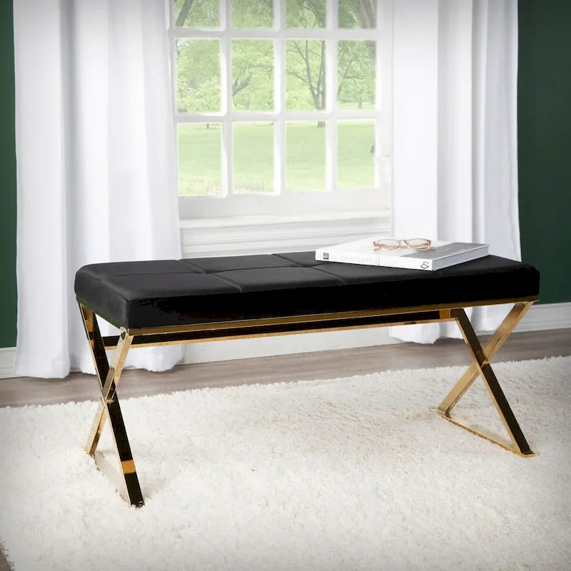 SEI Furniture Tormayne Velvet Entryway Bench