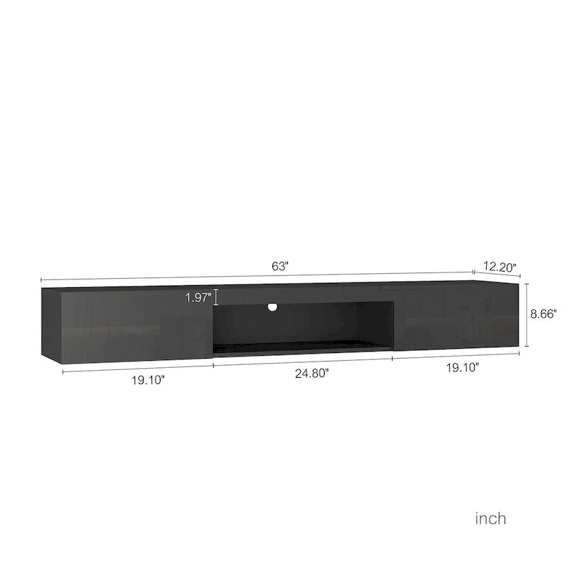Floating TV Stand Wall Mounted with 20 Color LEDs for 55 60 65 Inch TV