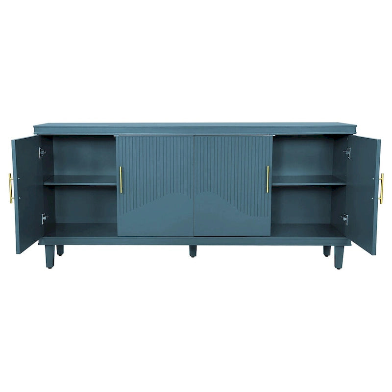 178 cm großes Schrankelement mit 4 Türen, passend für Wohnzimmer, Küche, Schlafzimmer und Flur, olivgrün, marineblau, pfauenblau