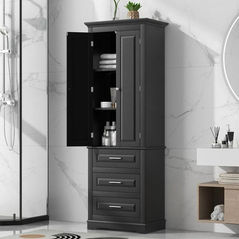 Tall Storage Cabinet with Three Drawers for Bathroom/Office