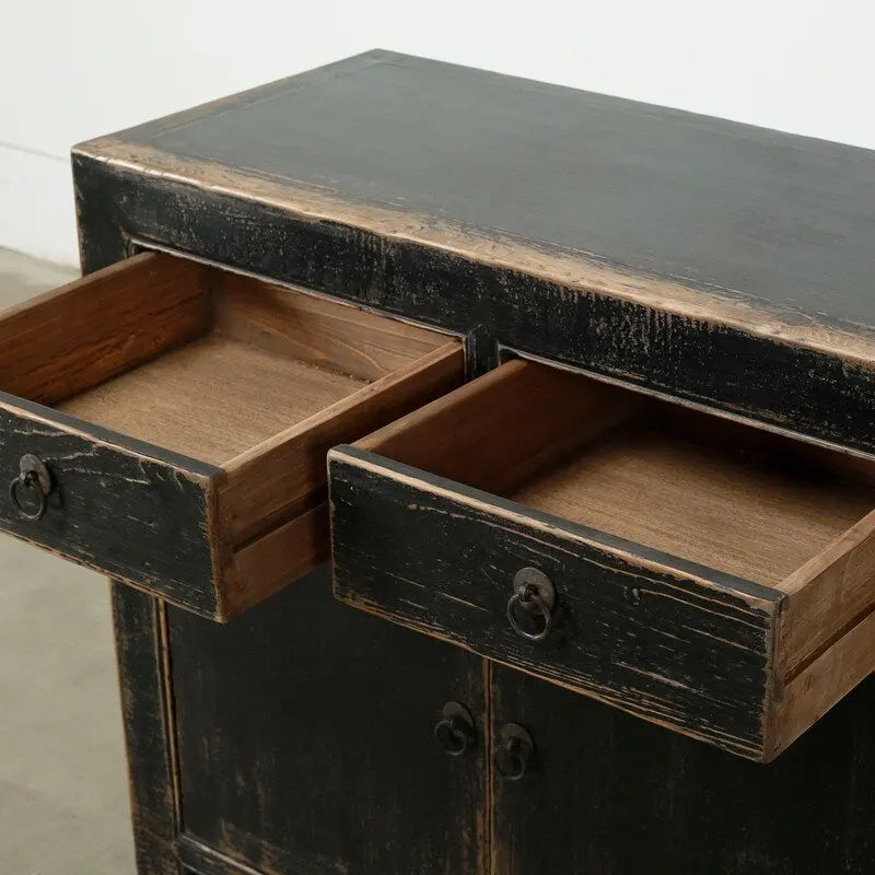 Schrank mit zwei Schubladen, Used-Look in Schwarz, 39x18x35H